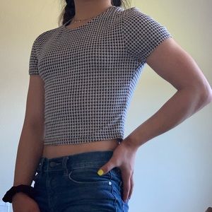 black and white checkered cropped top